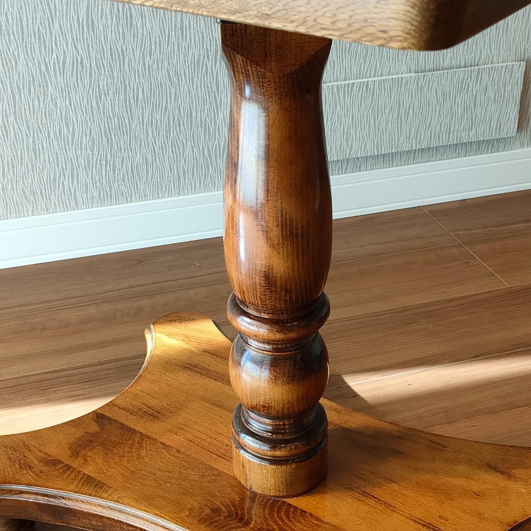 アンティーク　サイドテーブル　コーヒーテーブル　丸脚　スクエア