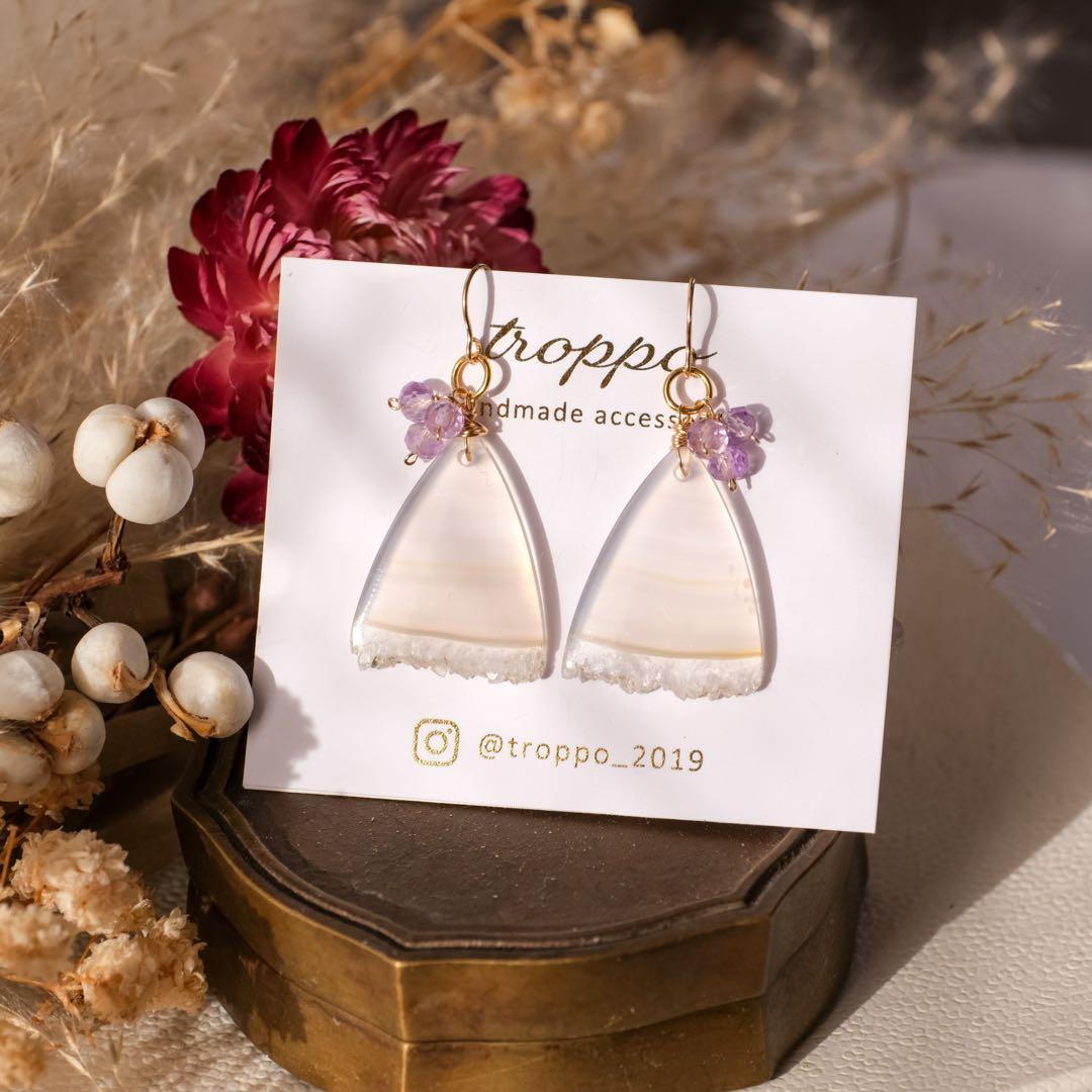 14kgfアイリスアゲートドゥルージーピアス/イヤリング