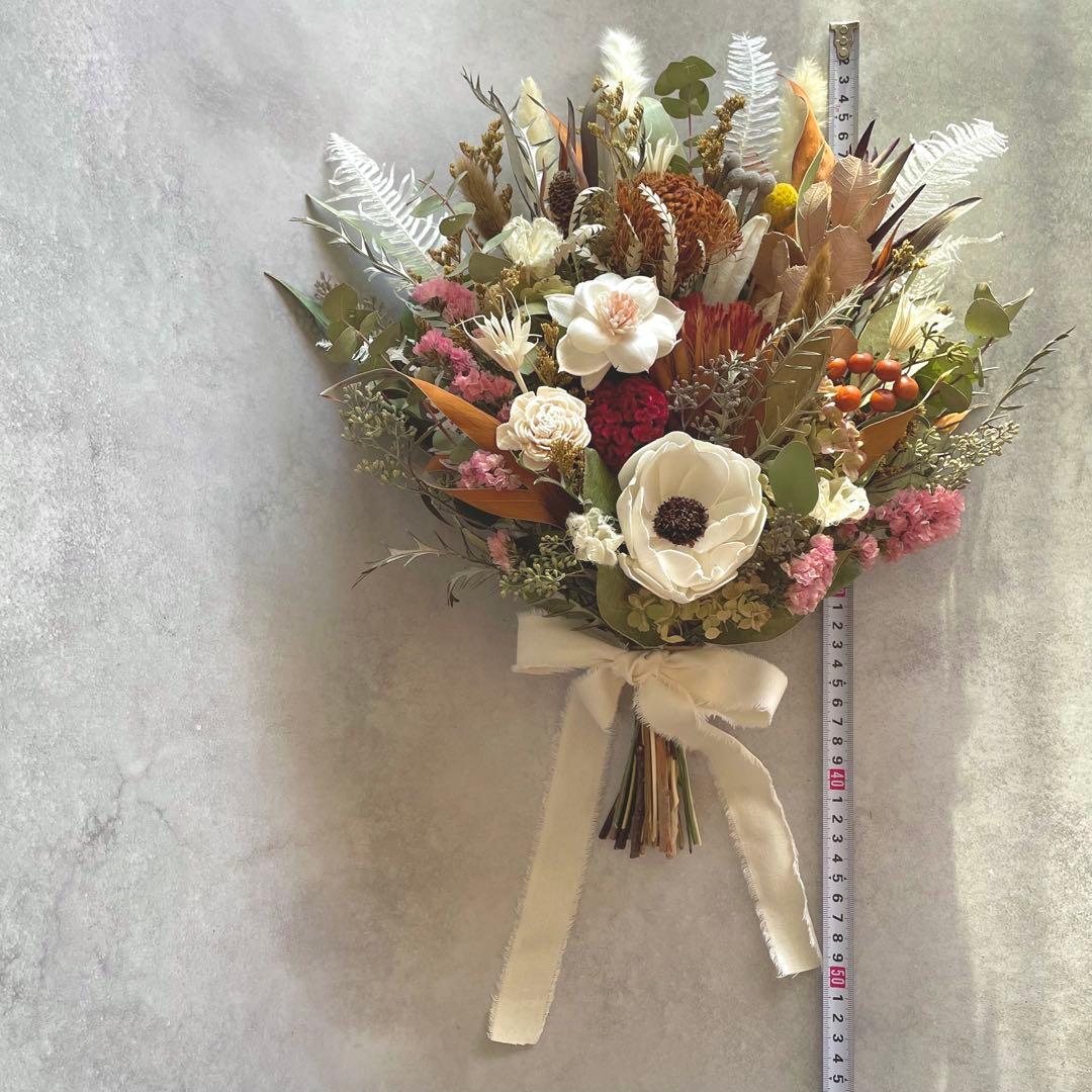 【る】ネイティブフラワーのドライブーケ 46㌢ ブートニア ヘッドドレス
