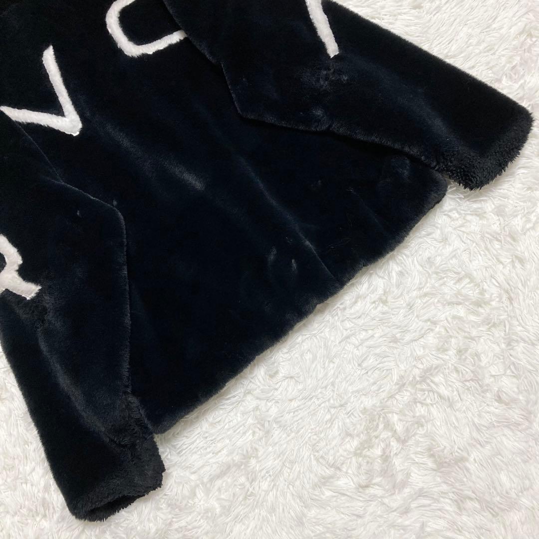 ルーカ RVCA フェイクファージャケット ブラック ロゴ ビッグシルエット
