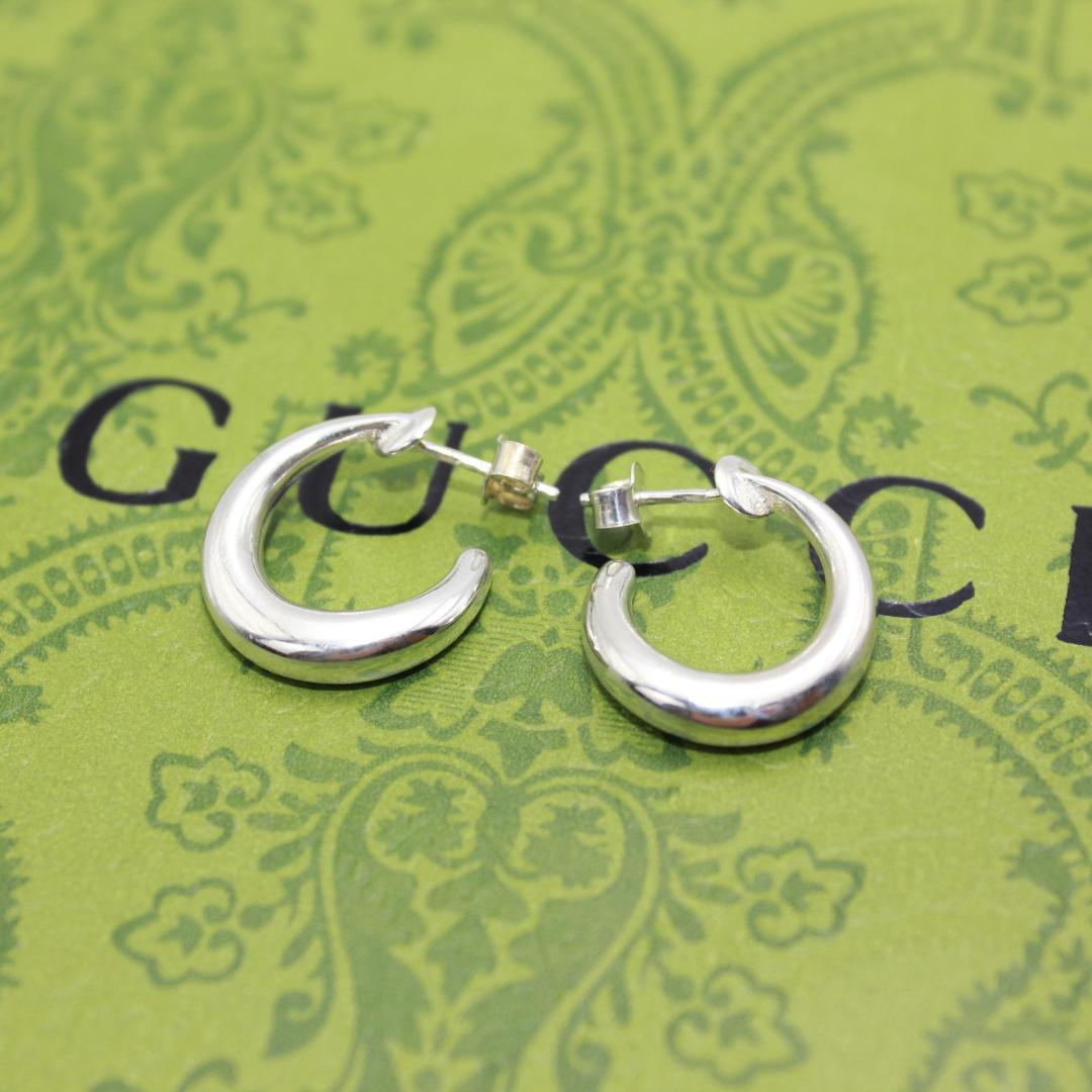 美品 GUCCI グッチ アクセサリー フープ シルバー ピアス イヤリング