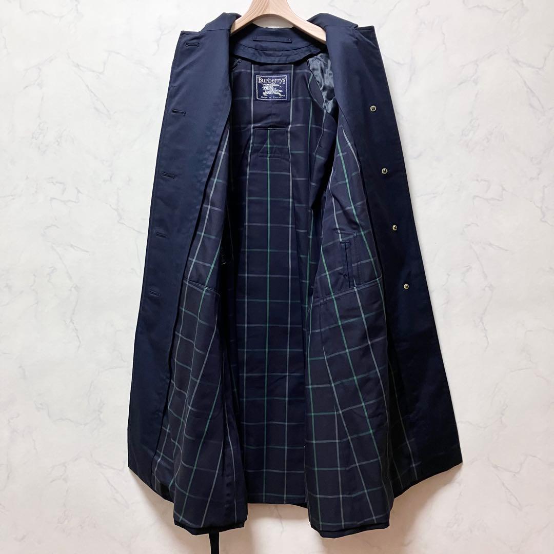 バーバリー ステンカラーコート ネイビー 10 L ベルト