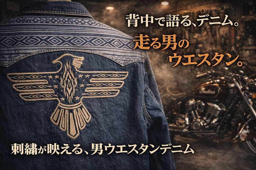 Indian XL デニムシャツ 刺繍 ウエスタン ファイヤーバード 美品