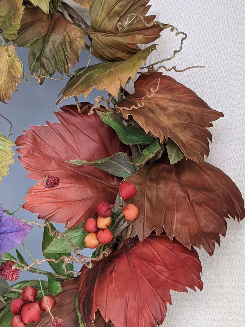 アートフラワーリース❁秋の花❁染花布花❁ハンドメイド