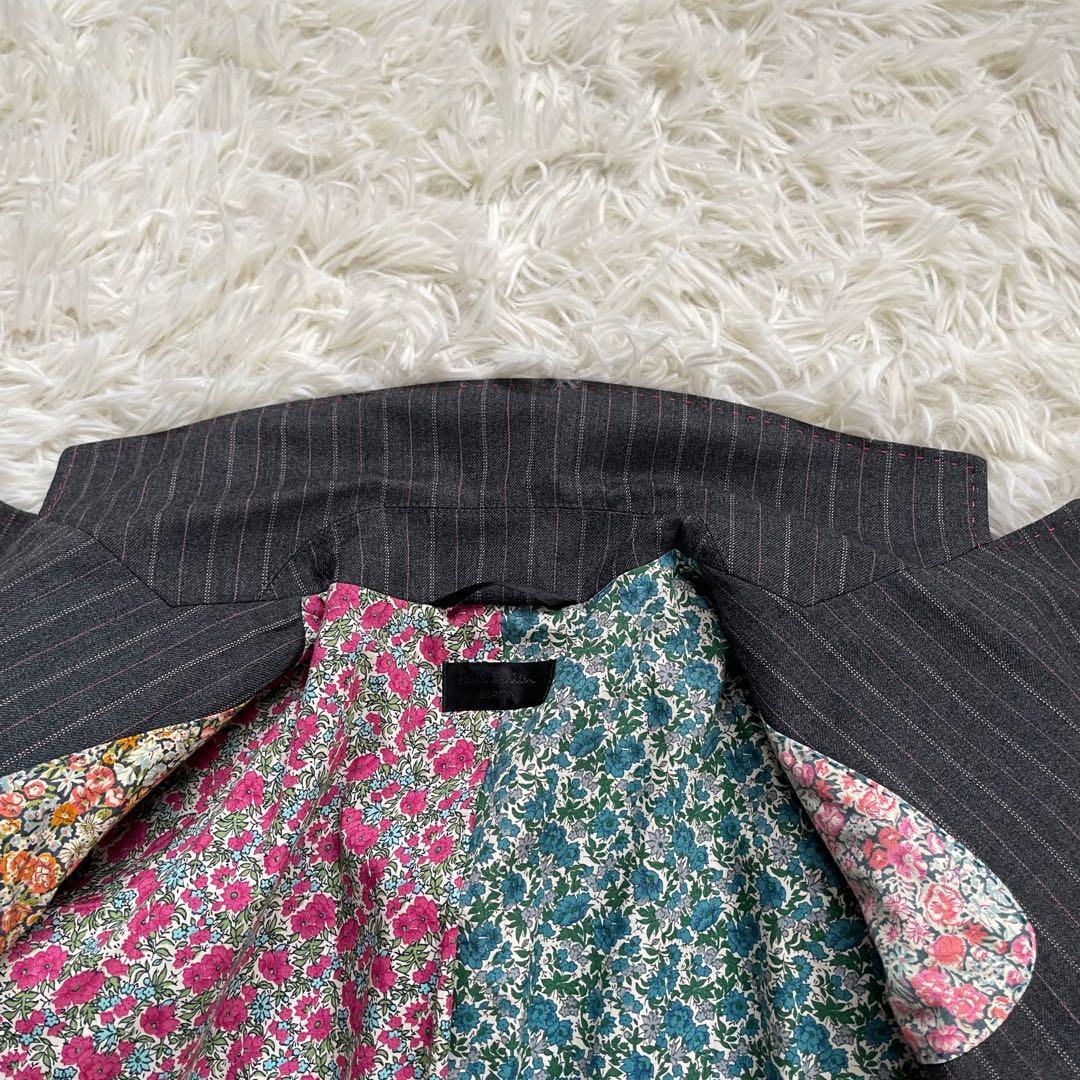 Paul Smith BLACK グレーストライプ裏地フラワーマルチパンツスーツ