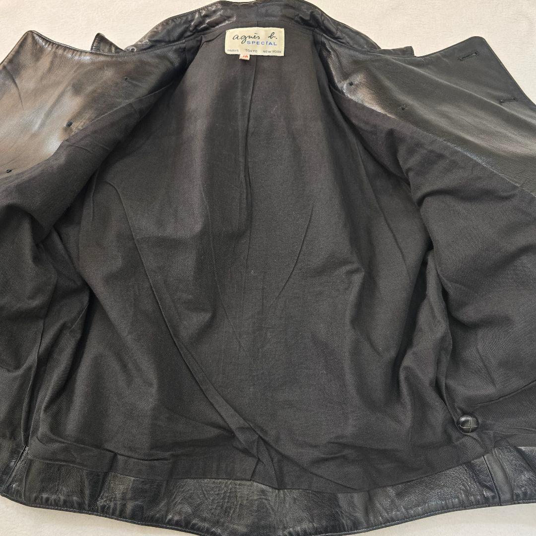 agnes b. SPECIAL レザーライダース ダブル 黒 M相当