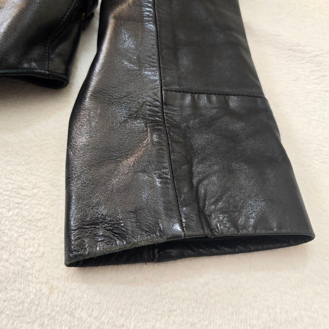 agnes b. SPECIAL レザーライダース ダブル 黒 M相当