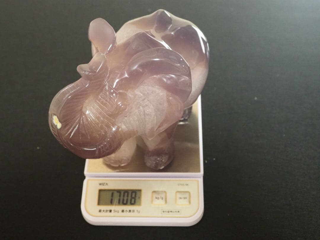 瑪瑙 ジオード 象の置物