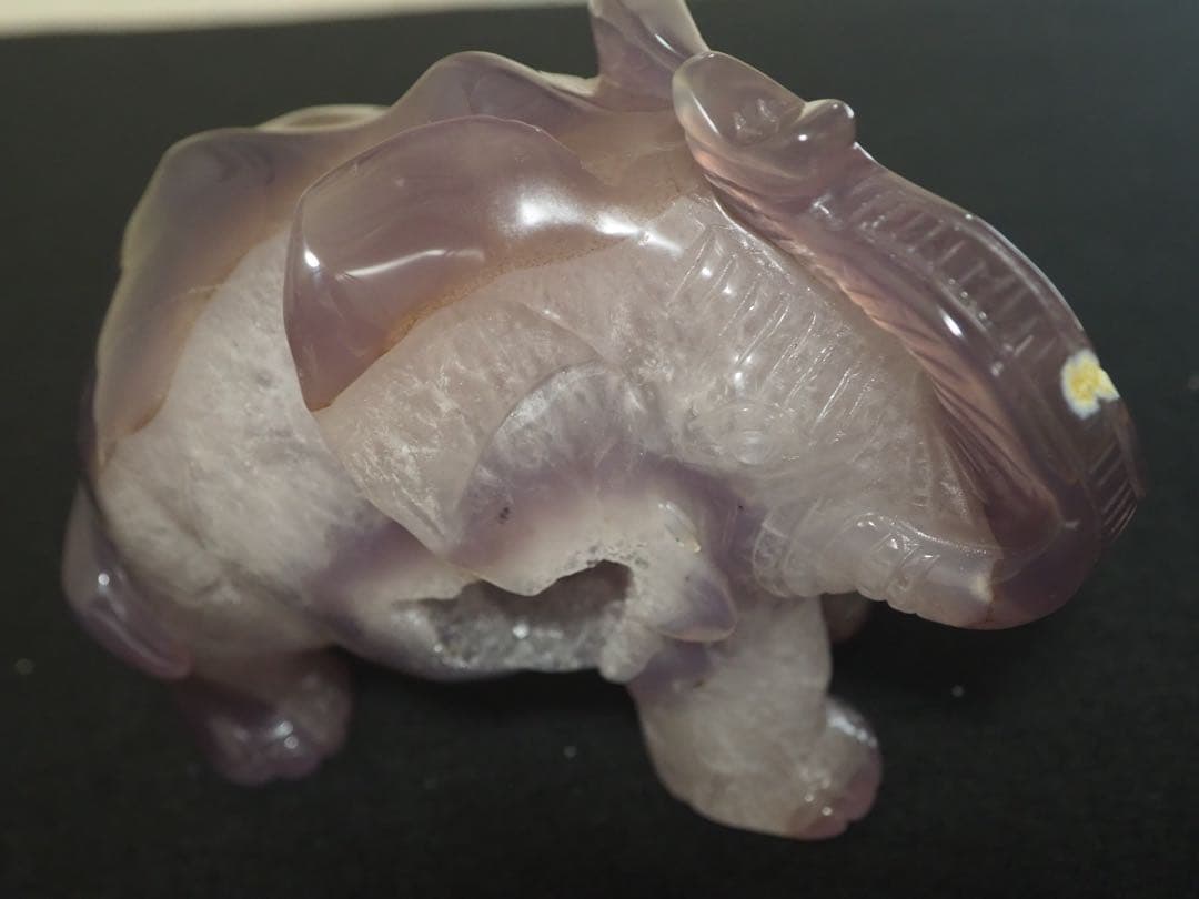 瑪瑙 ジオード 象の置物