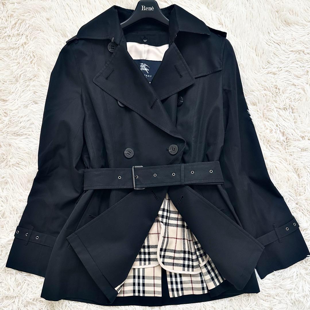 極美品✨️バーバリー ライナー付 ノバチェック トレンチコート 黒 M ベルト