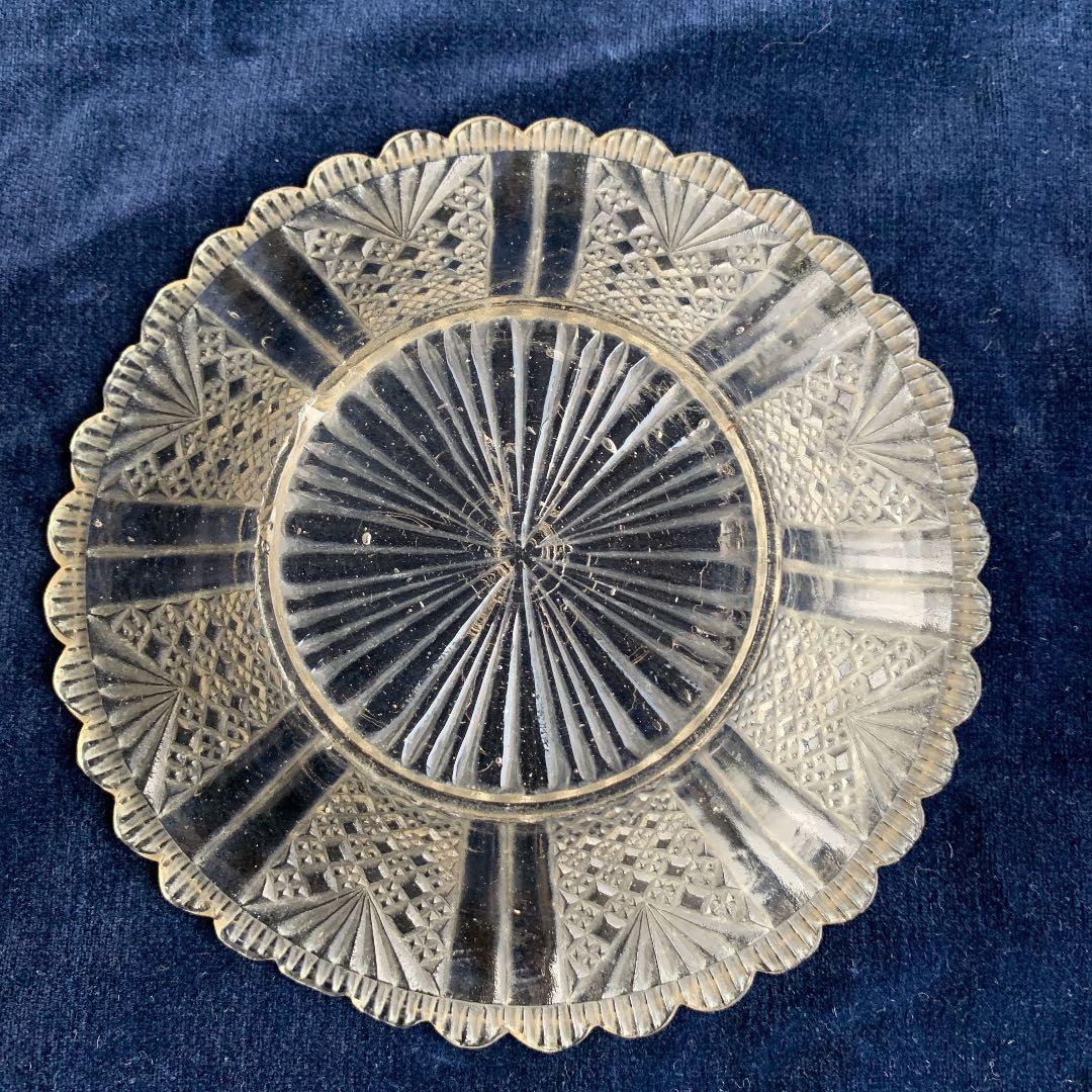 アンティークプレスガラス　プレート