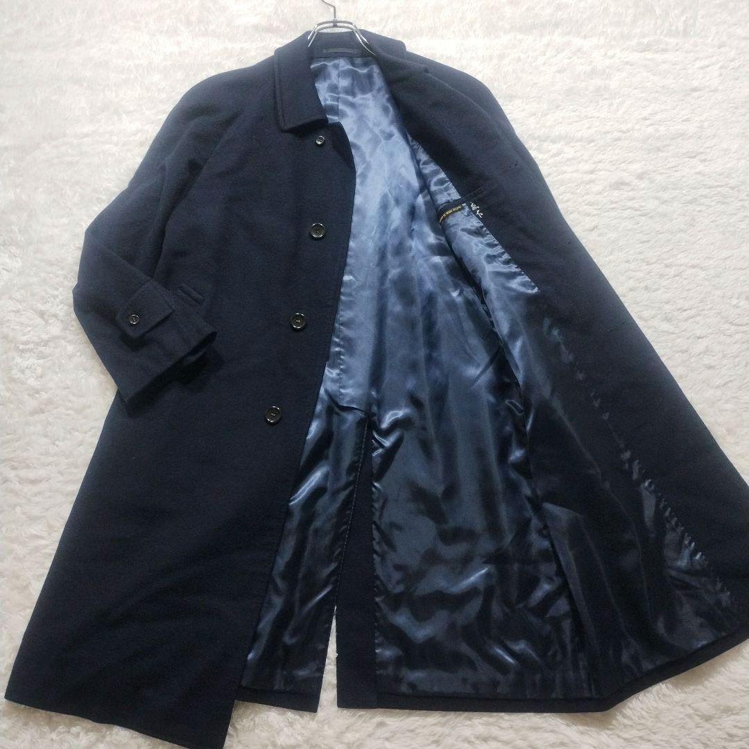 極上品　カシミヤ100％　ロロピアーナ社製　ステンカラーコート　S〜M　ネイビー