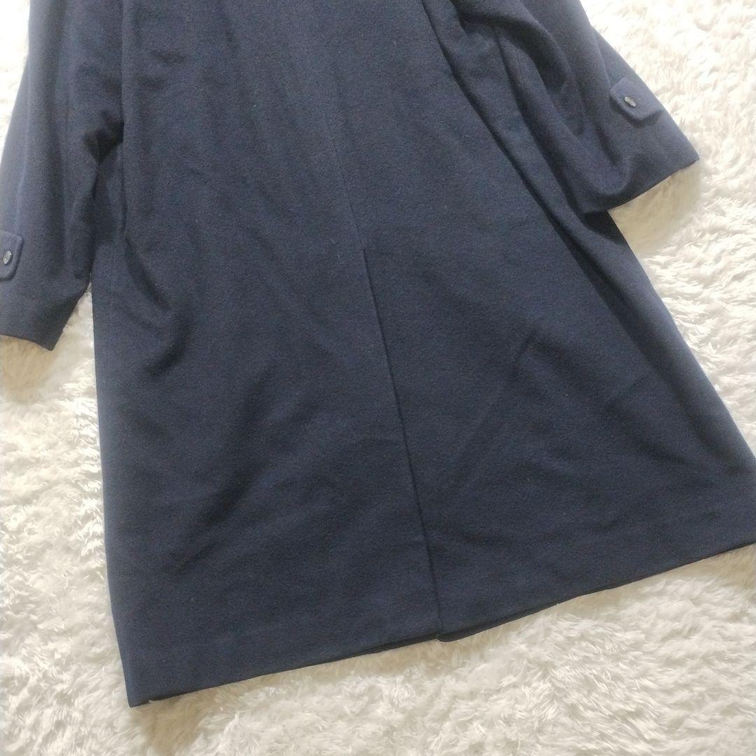 極上品　カシミヤ100％　ロロピアーナ社製　ステンカラーコート　S〜M　ネイビー