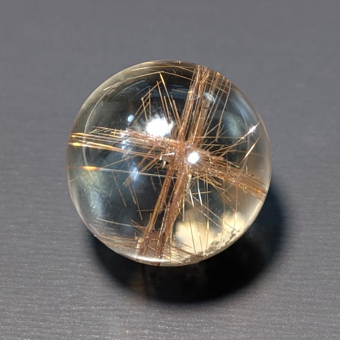 一点物 金運上昇 オブジェ 十字架内包 ブロンズルチル スフィア 16.5mm