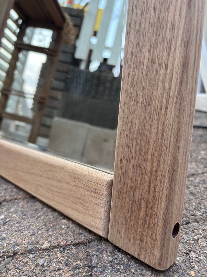 古道具　鏡　高級　チーク無垢材　アンティーク　レトロ　スタンドミラー