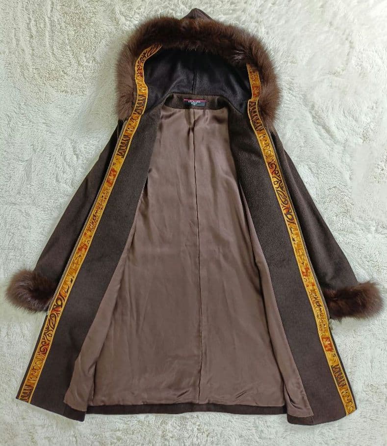 LEONARD ロングコート【L相当】【カシミヤ×フォックス×アンゴラ×ウール】