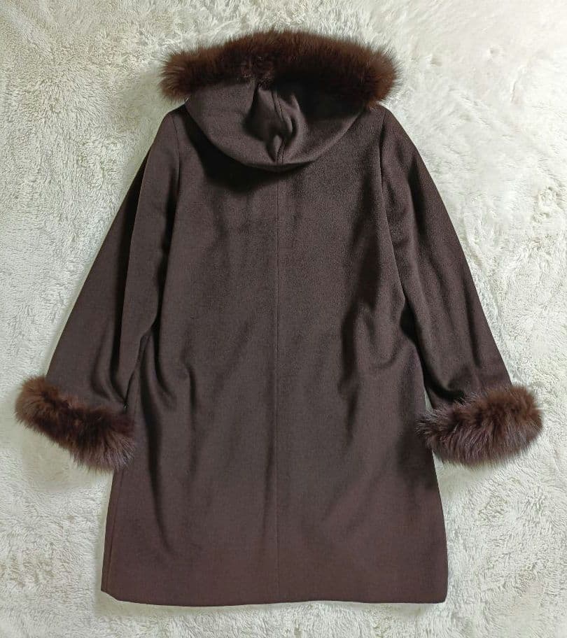 LEONARD ロングコート【L相当】【カシミヤ×フォックス×アンゴラ×ウール】