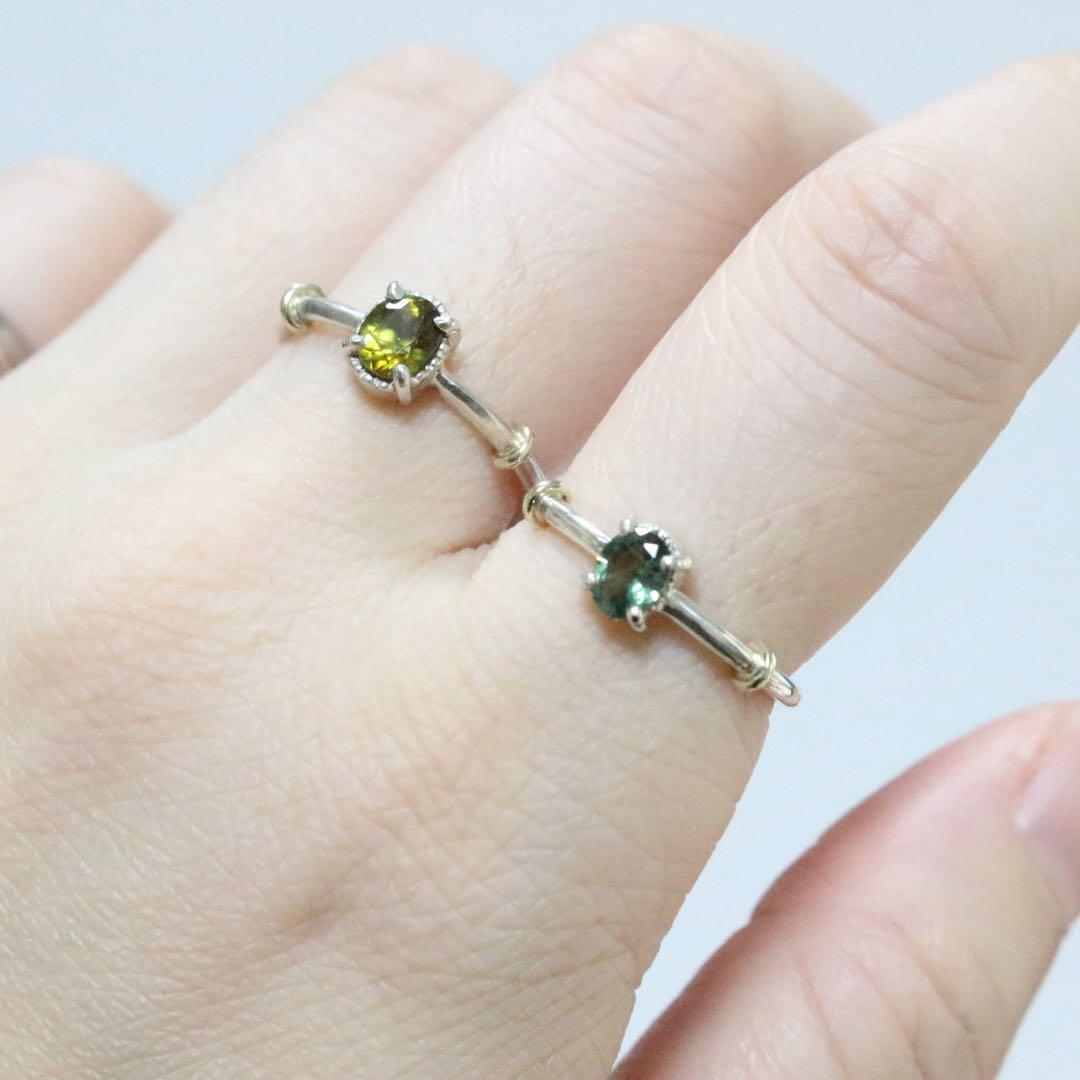 青のインクが滴る深緑色のモンタナサファイアK10×シルバーリング約10.5号