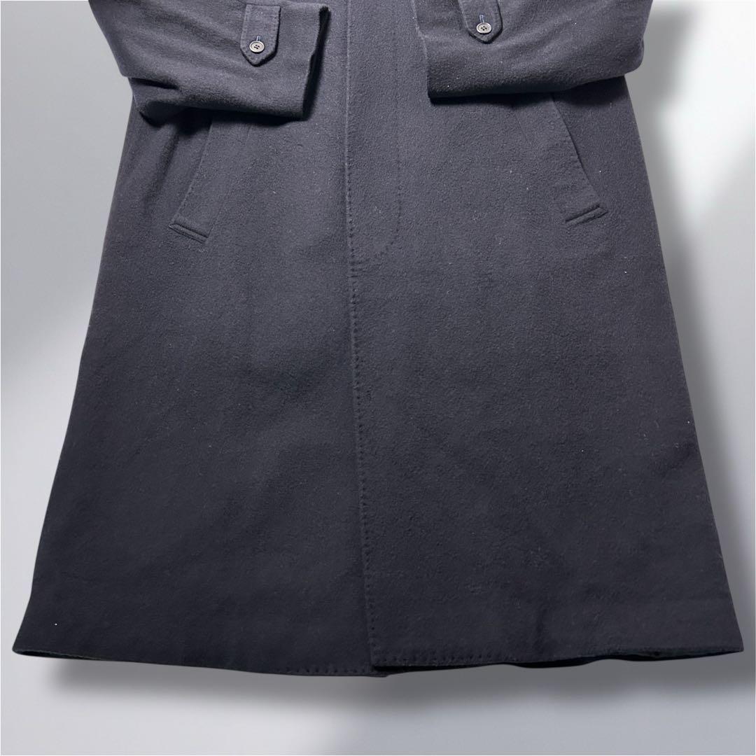 カシミアステンカラーコート XL相当　ラグランスリーブ　ネイビー