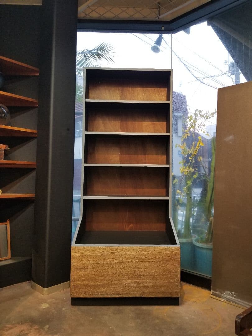 希少　1960's　ヴィンテージ　楡無垢　オープン　ラック　シェルフ　キャビネッ