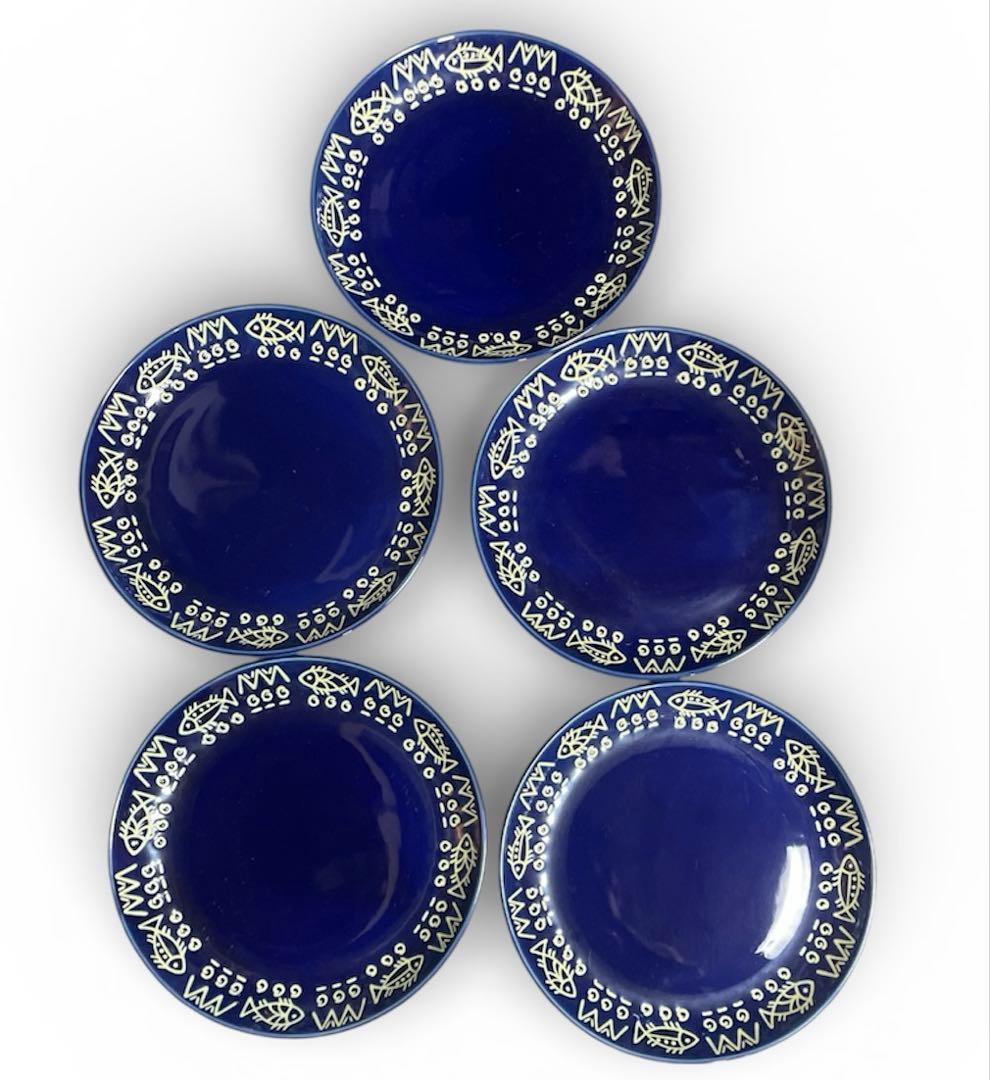 ★ ミッチャム 藤井風　パスタ皿5枚　3アラビアンブルー 魚柄