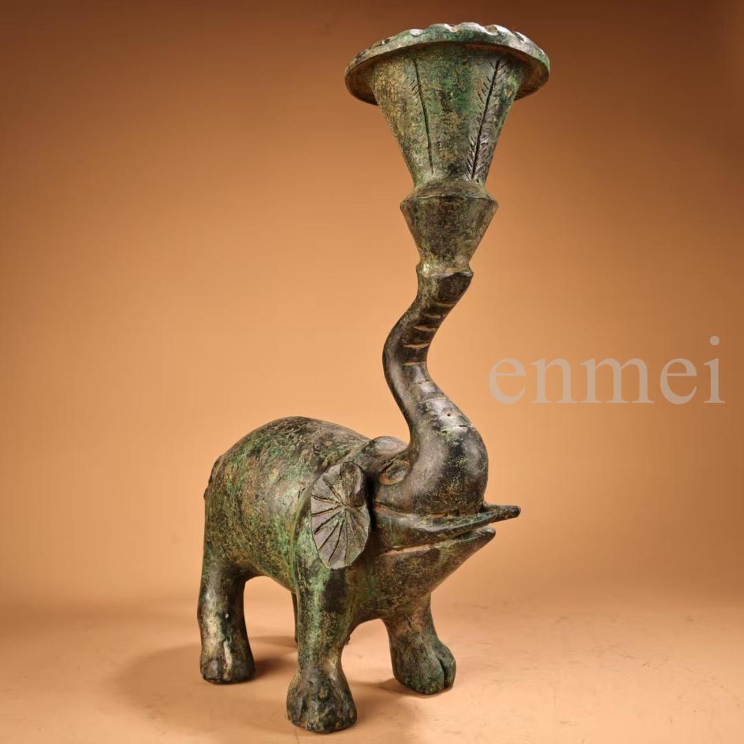 中国古美術・珍品旧藏・青銅製象形燭台・油灯・風水開運・ 仏教美術・青銅器・置物