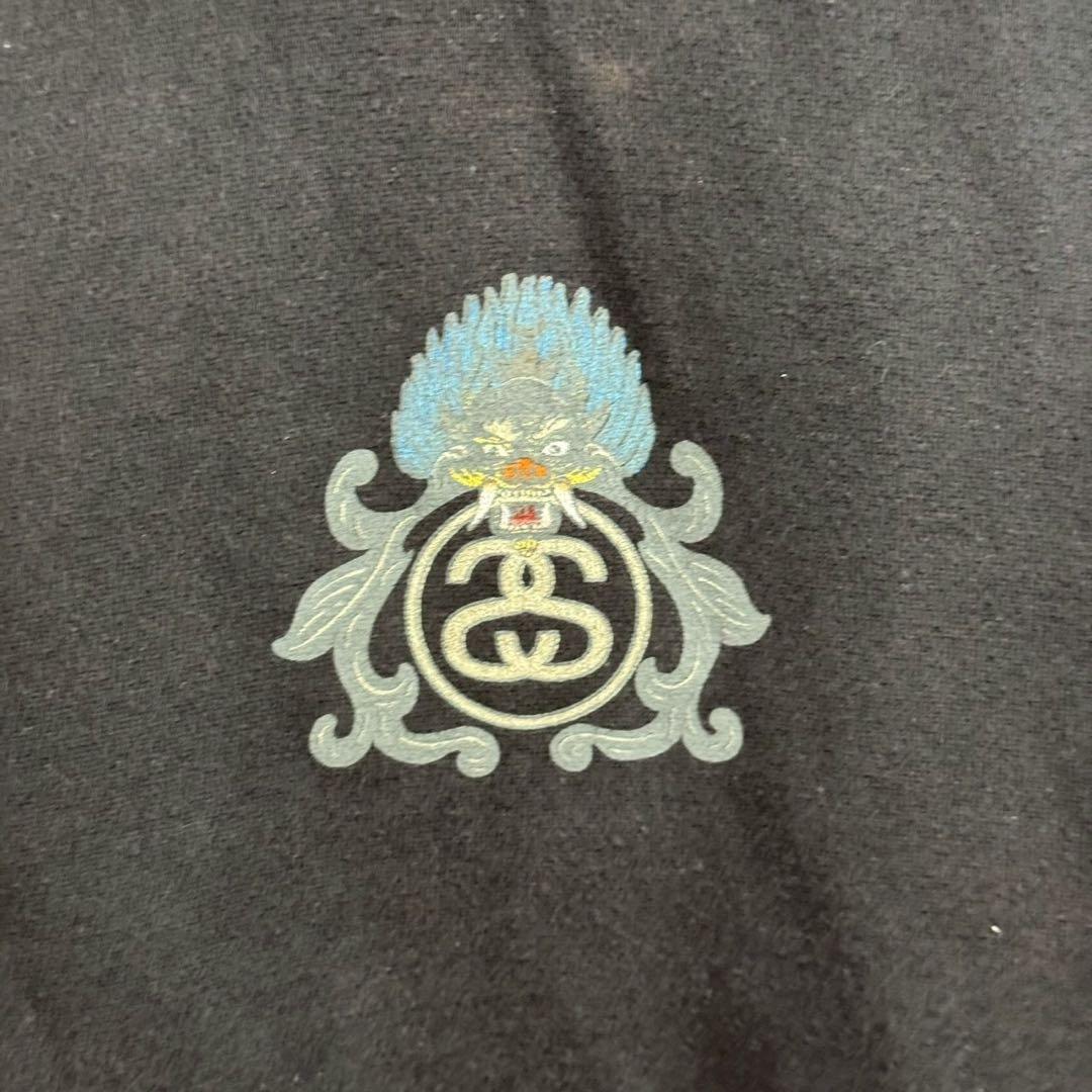 26L5 STUSSY ステューシー ドラゴン刺繍 プルオーバーパーカー グレー