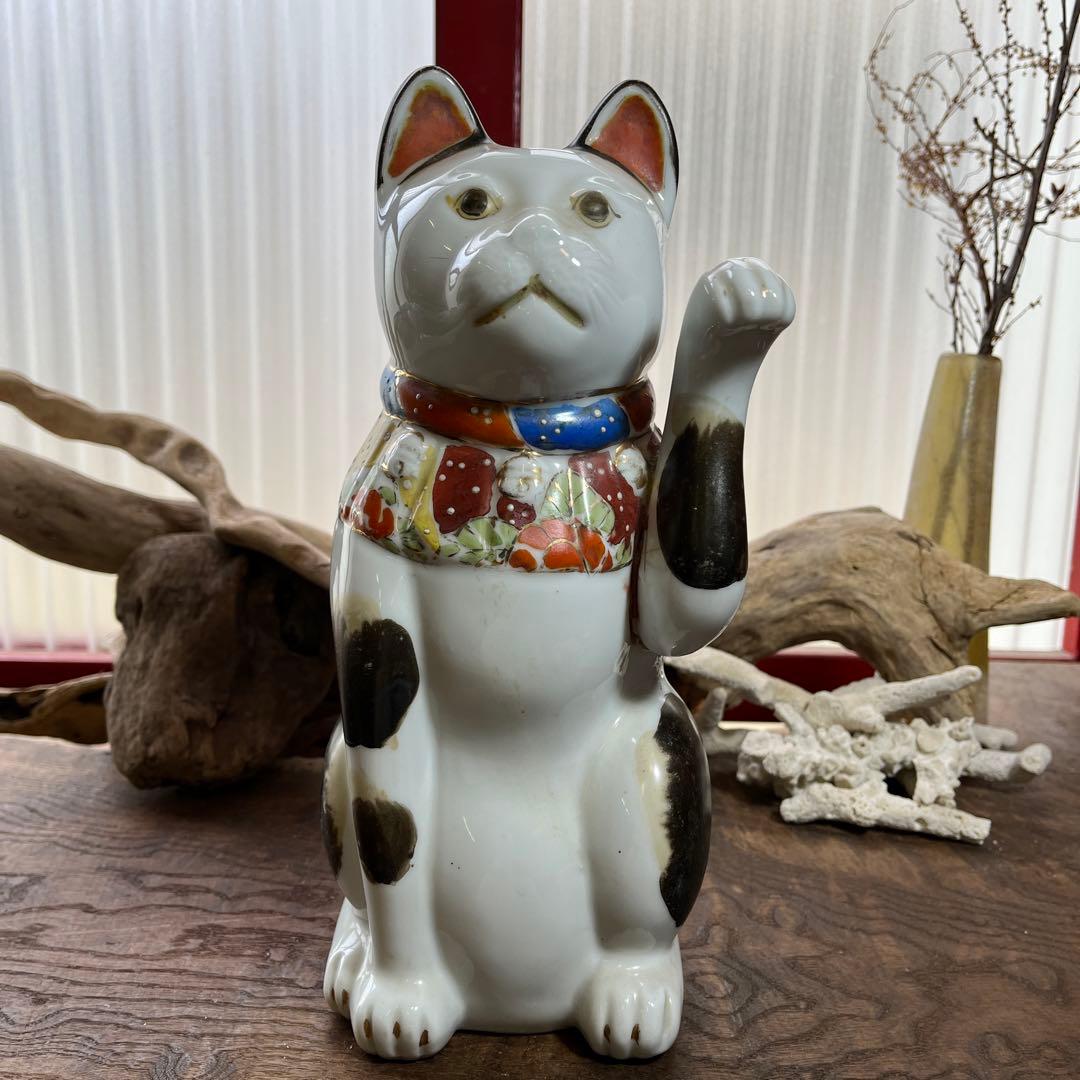 古瀬戸／招き猫／骨董／希少／縁起物／招き猫／ アンティーク／ヴィンテージ