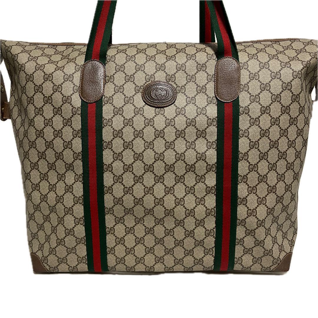 大容量 GUCCI GGスプリーム 旅行 トートバッグ ベージュ グッチ B70