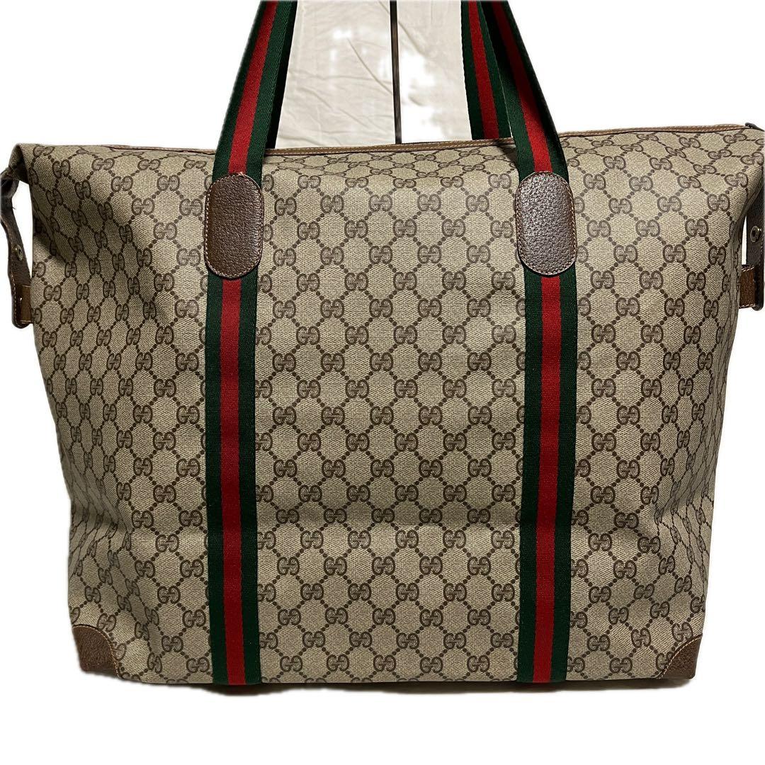 大容量 GUCCI GGスプリーム 旅行 トートバッグ ベージュ グッチ B70