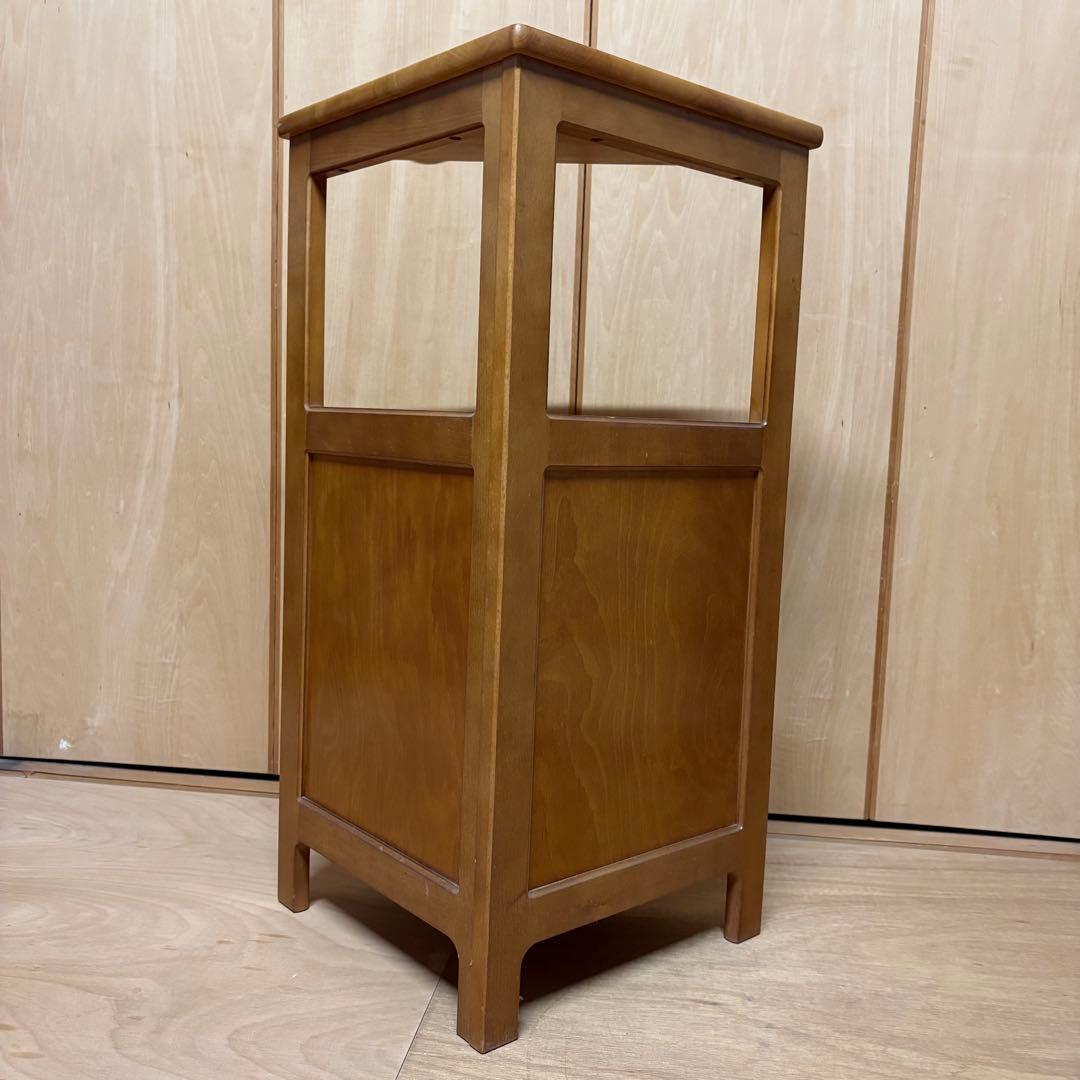 karimoku カリモク コーナーラック 三角棚 ラタン扉 昭和レトロ