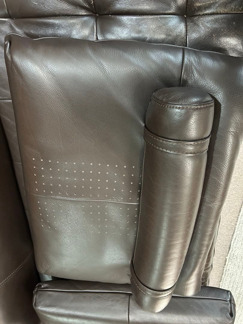 大塚家具 LSコンフォート カウチソファーの背もたれ 総革 ダークブラウン 2個