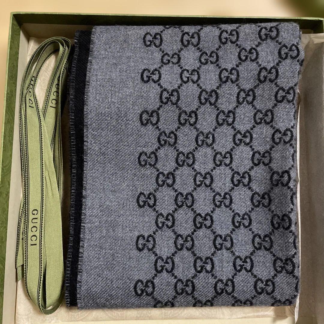 a*o様 GUCCI GGロゴマフラー グレー