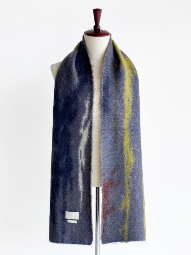 YOKE22AW_STILL JACQUARD STOLE(BLUE)タグ付