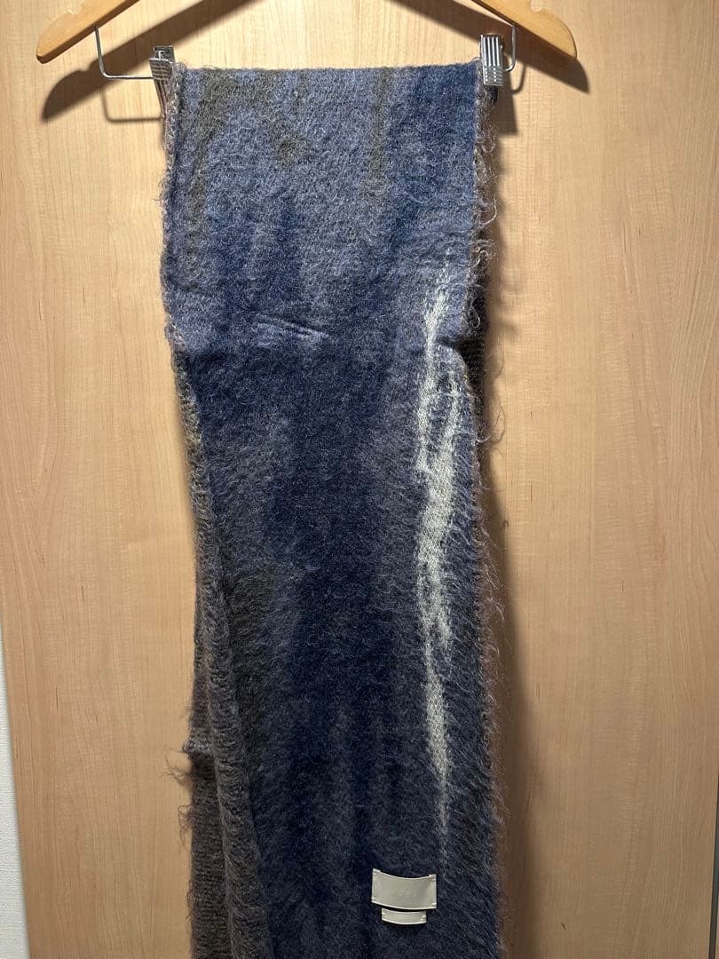 YOKE22AW_STILL JACQUARD STOLE(BLUE)タグ付