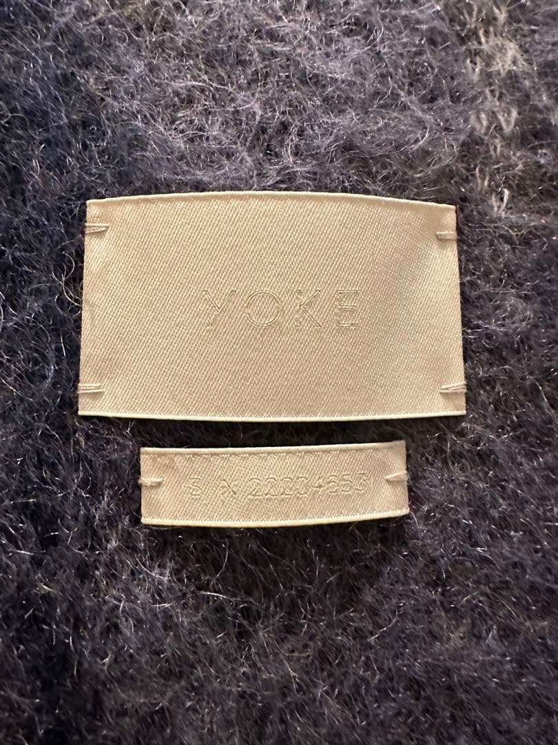YOKE22AW_STILL JACQUARD STOLE(BLUE)タグ付