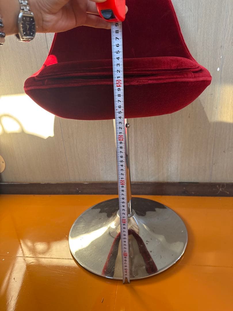 【専用②】赤ベルベット カウンターチェア 2脚セット おしゃれ 固定式