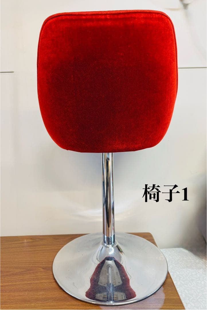 【専用②】赤ベルベット カウンターチェア 2脚セット おしゃれ 固定式