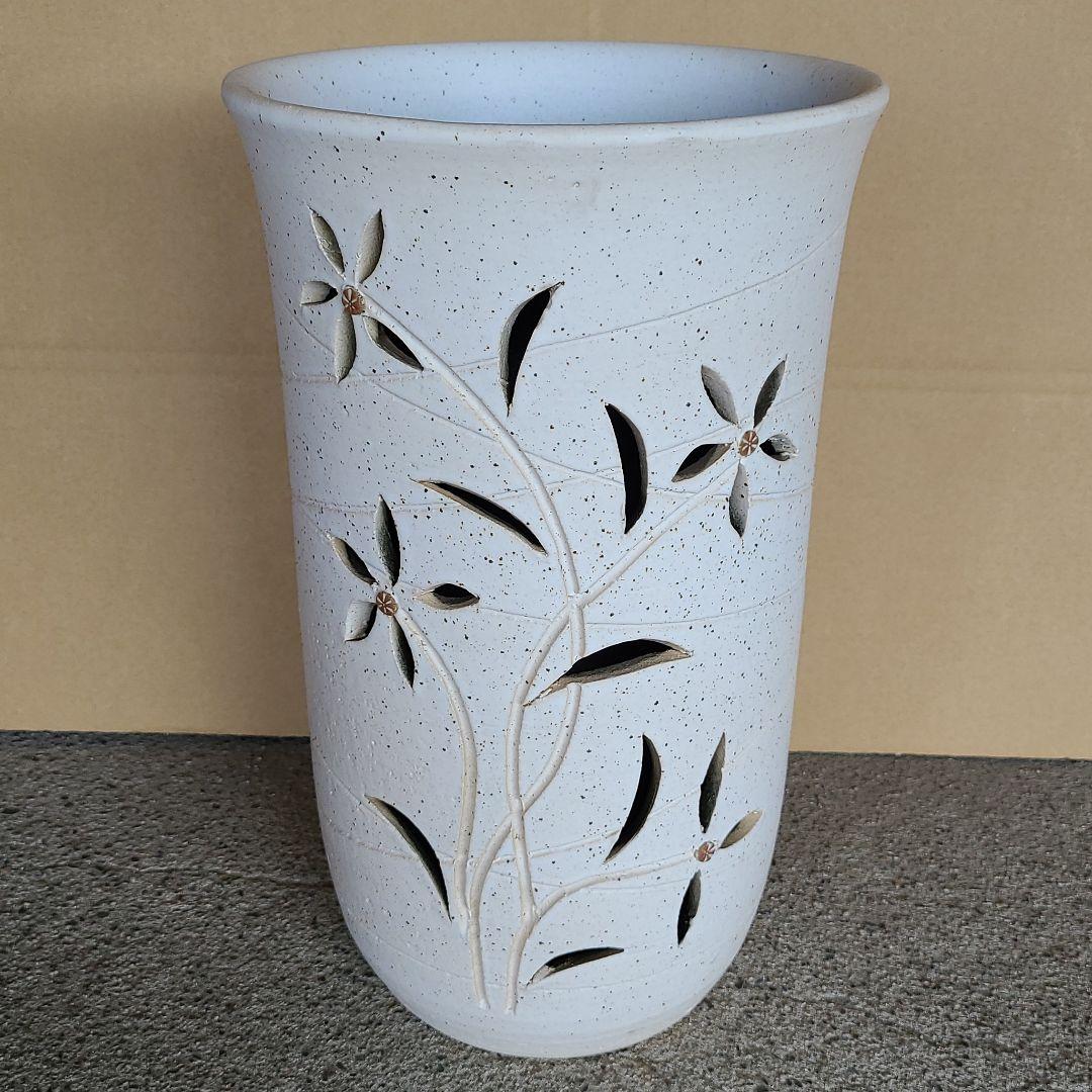 信楽焼傘立て 花透かし 高さ４２cm