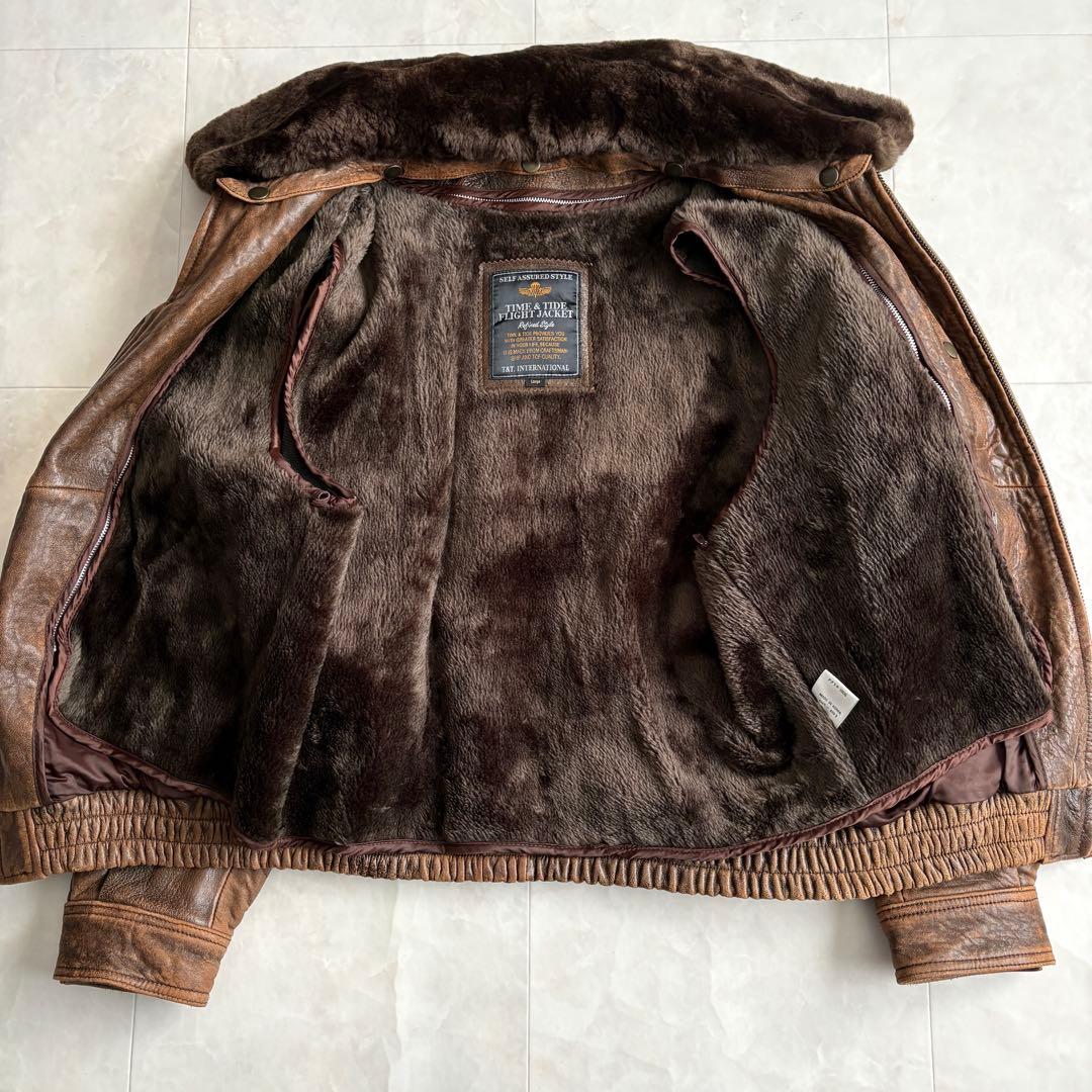 80s vintage 羊革 G-1 レザーフライトジャケット ライナー付 L