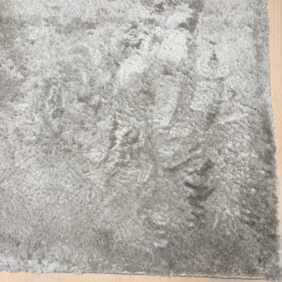 日本製 シャギーラグカーペット 174×132 ライトグレー 住江織物株式会社