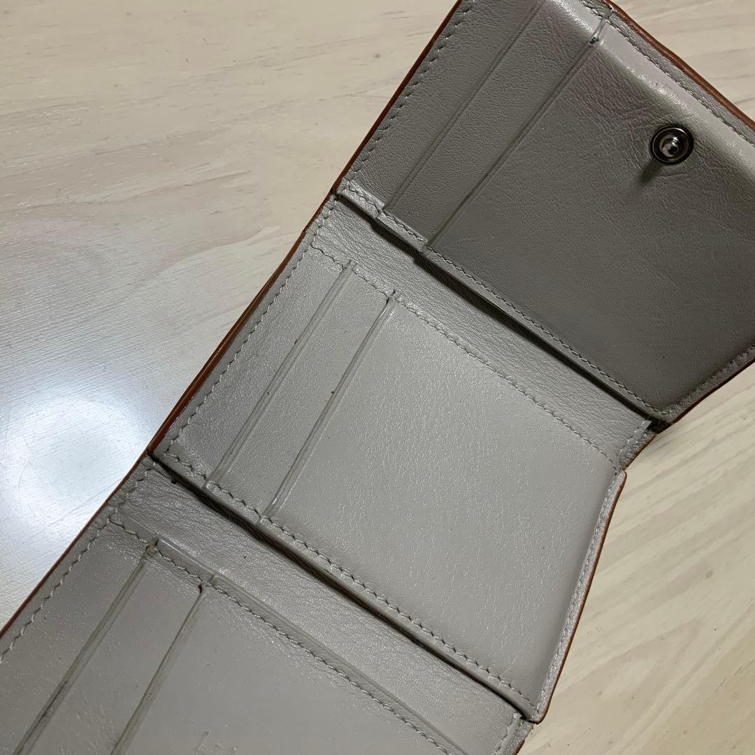 LOEWE 三つ折り財布 グレージュ　ベージュ ライトグレー　レザー