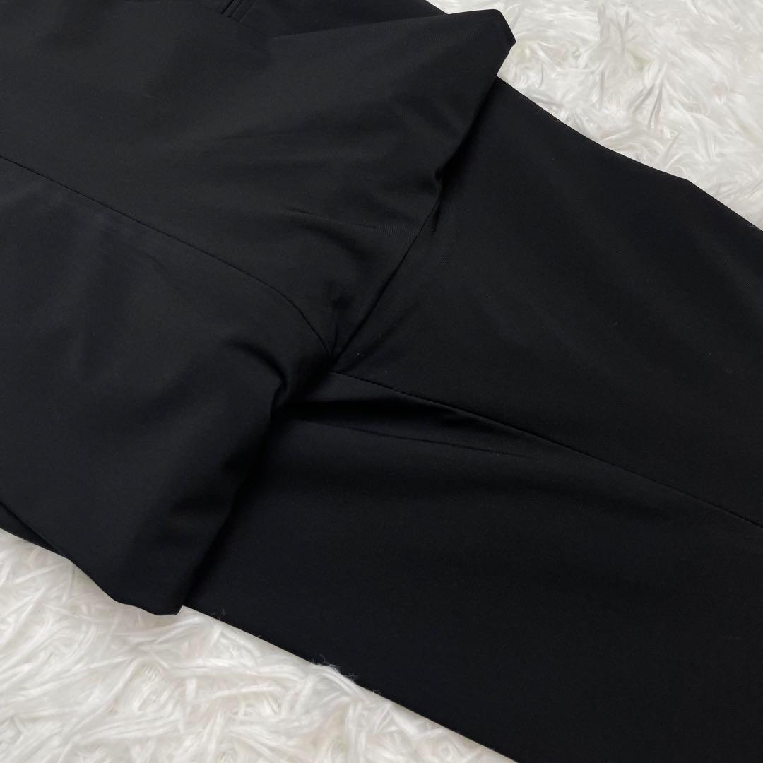 超極美品✨24SS✨インディヴィ✨ノーカラー✨パンツスースセットアップ✨36✨黒
