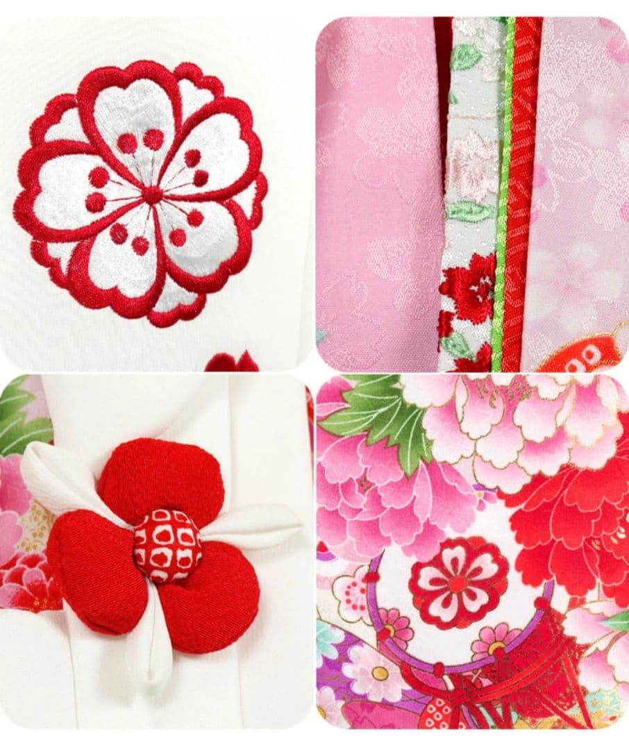 【極美品】草履込み　七五三 3歳用着物 花柄刺繍　ピンク