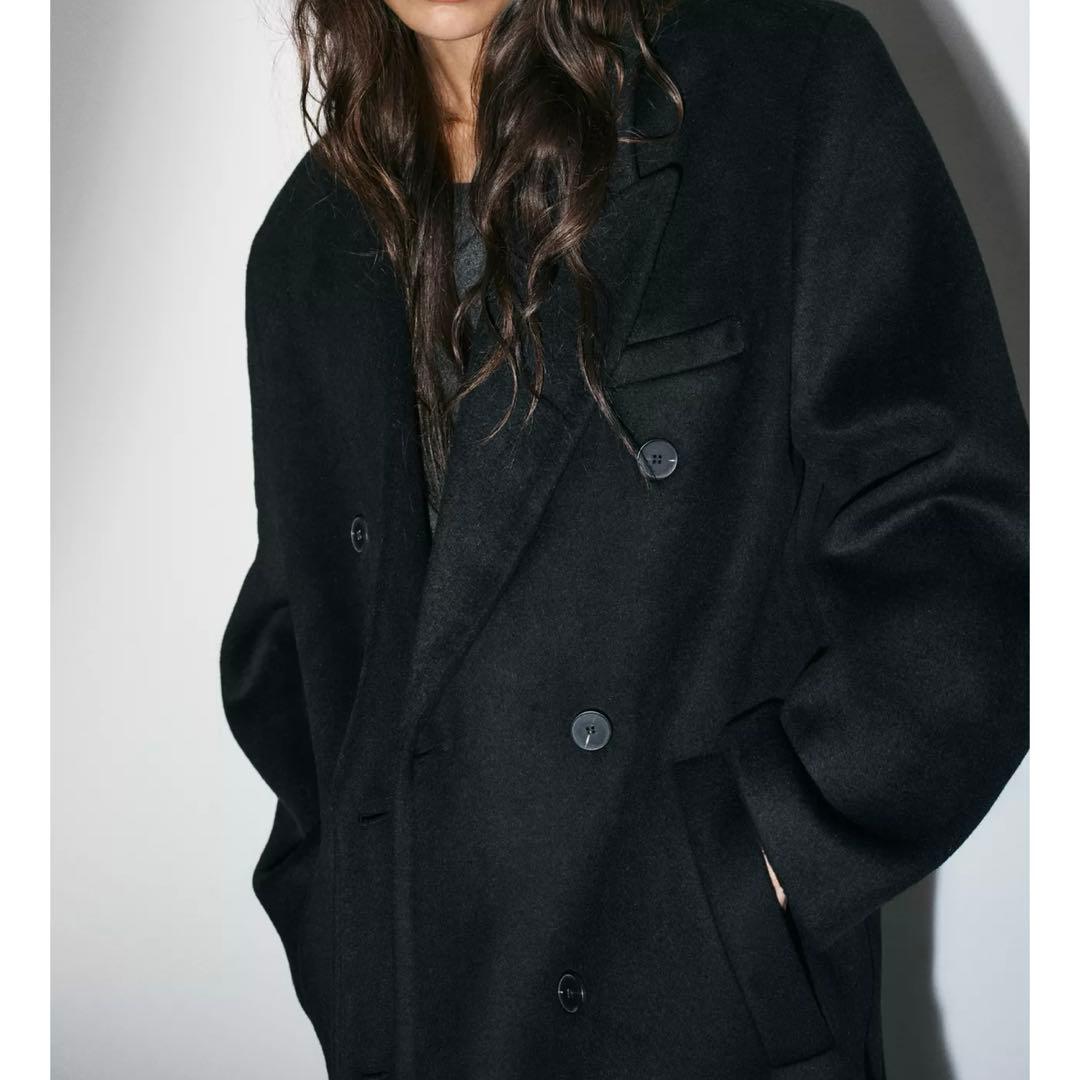 新品 ZARA ウール混紡エクストラロングコート Sサイズ ブラック 黒