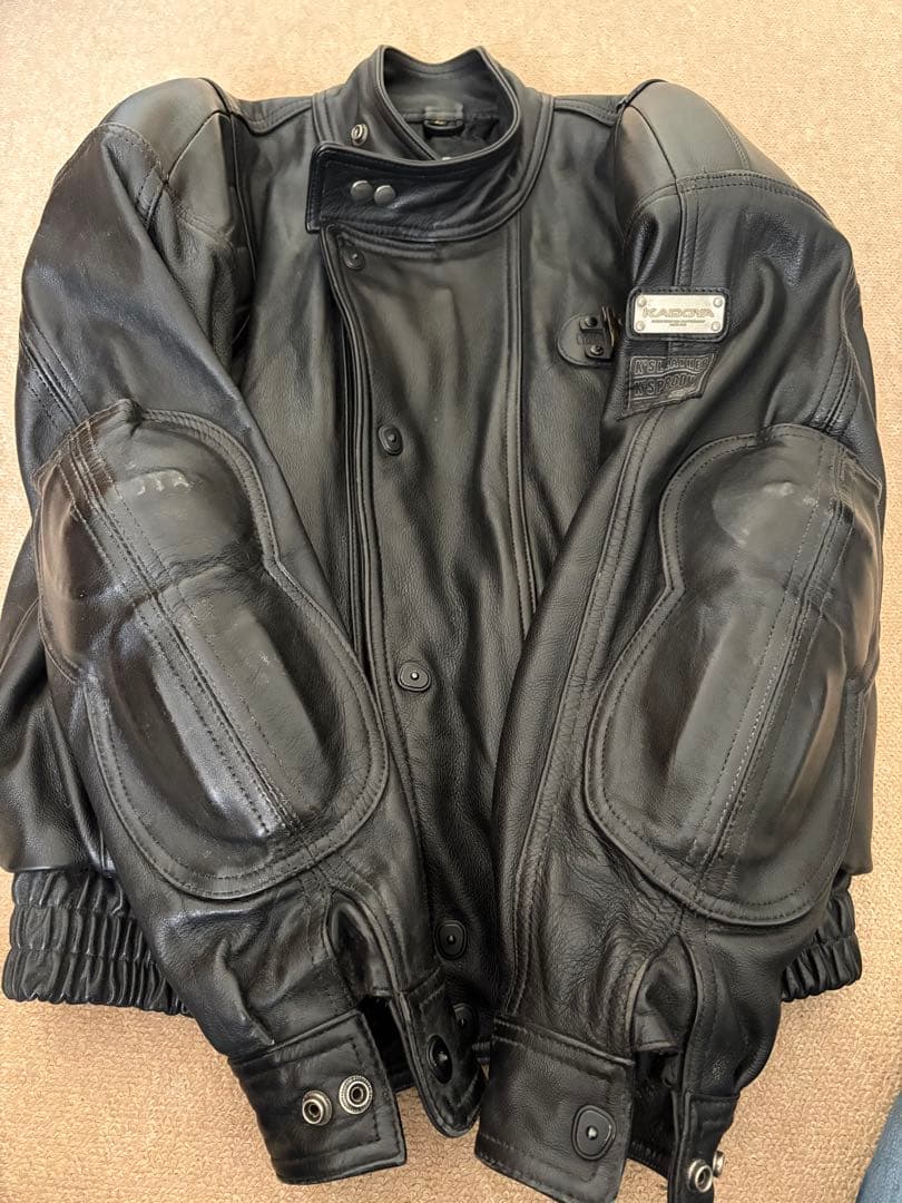 KADOYA ブラック レザーライダースジャケット