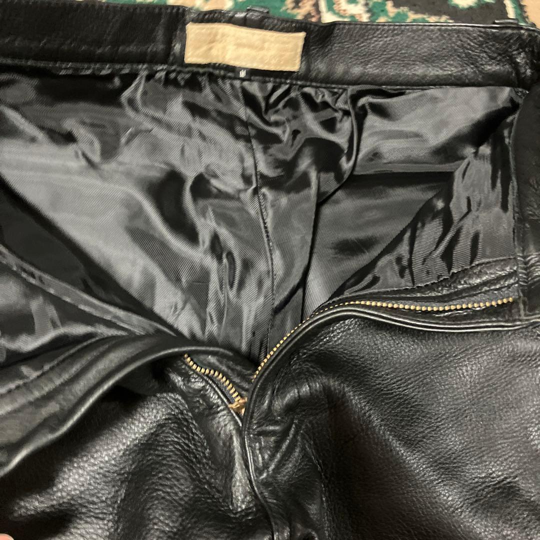 ユナイテッドアローズ　ブルーレーベル　牛革　レザーパンツ　ブラック