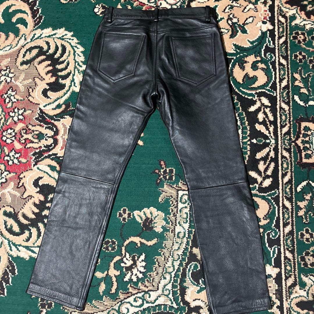 ユナイテッドアローズ　ブルーレーベル　牛革　レザーパンツ　ブラック