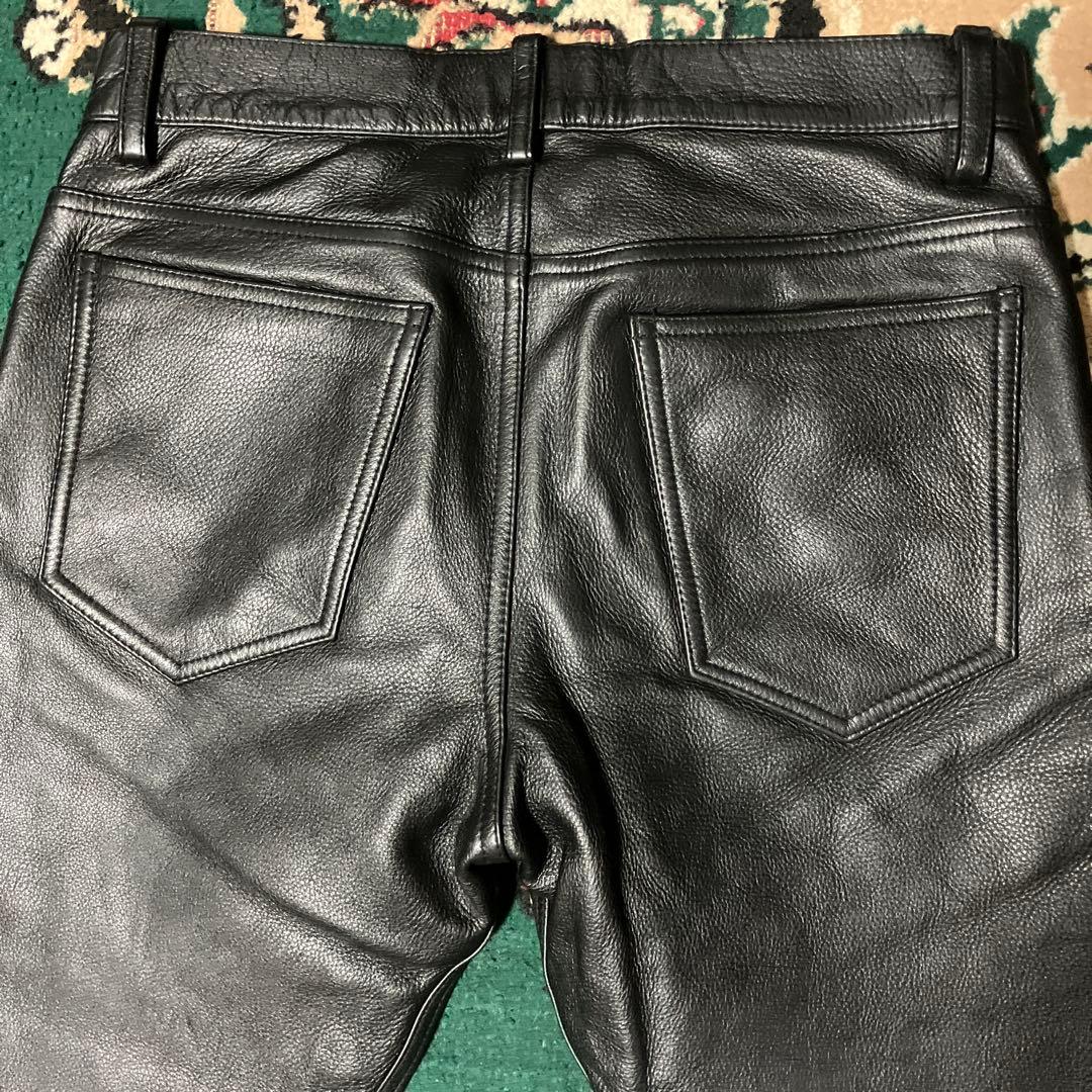 ユナイテッドアローズ　ブルーレーベル　牛革　レザーパンツ　ブラック