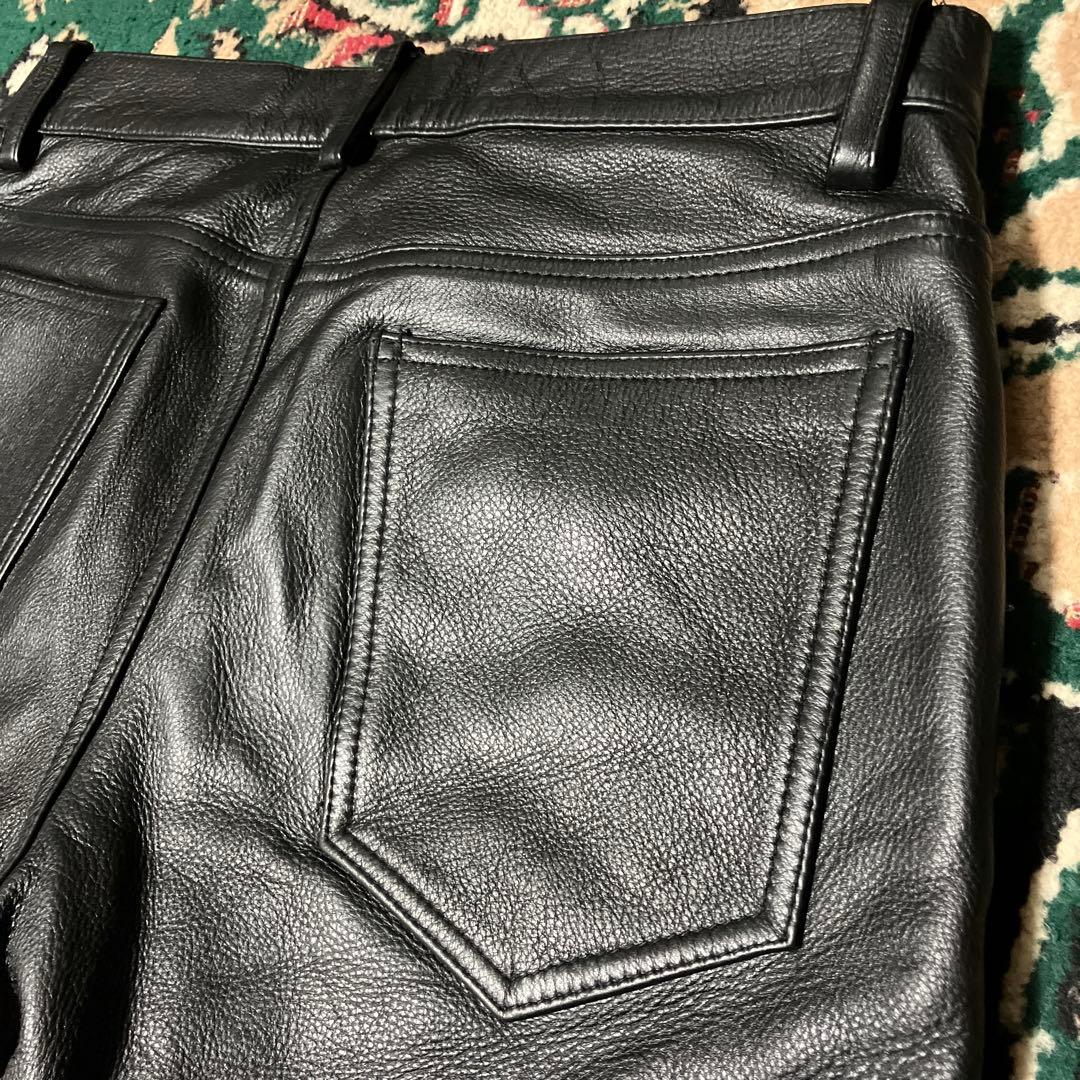 ユナイテッドアローズ　ブルーレーベル　牛革　レザーパンツ　ブラック
